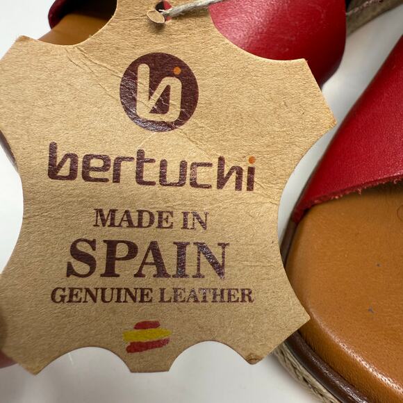 Bertuci Leather Sandals Women's 9.5 (41) Red Espadrilles Wedge Heel Summer NWT - Picture 2 of 15